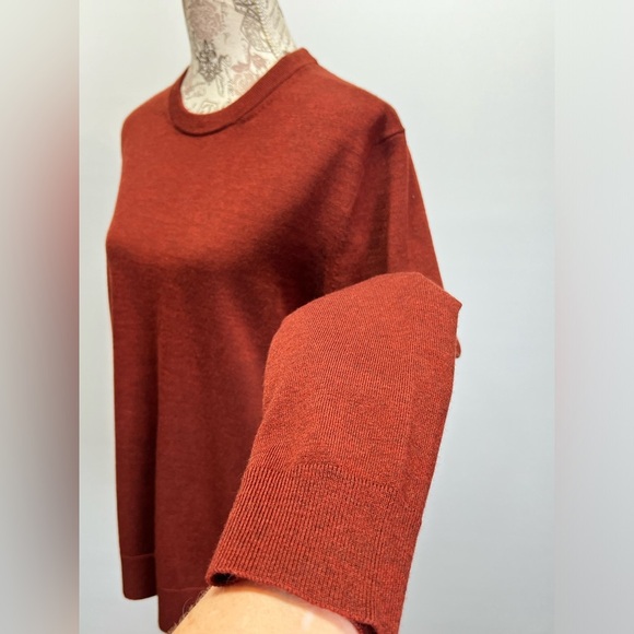 BANANA REPUBLIC Rust 💯 Merino wool crew neck sweater size L - Picture 5 of 13